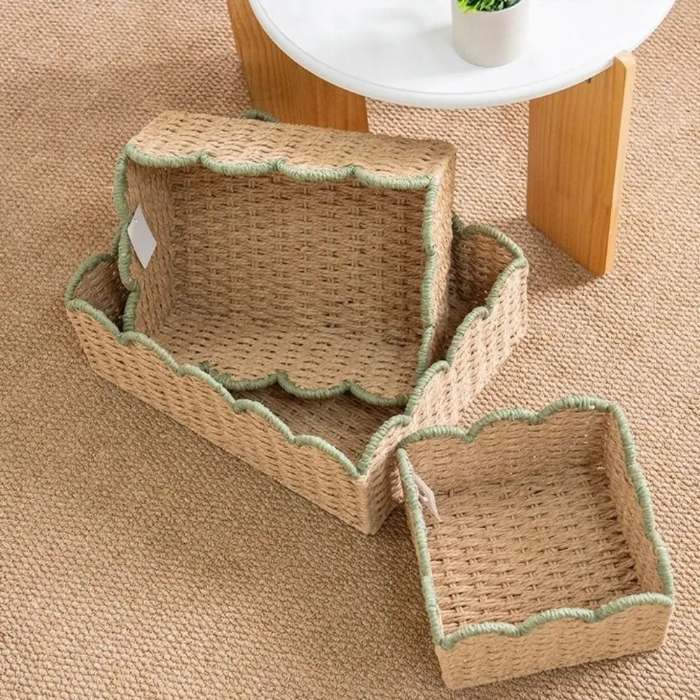 Green Curve Woven Storage Basket