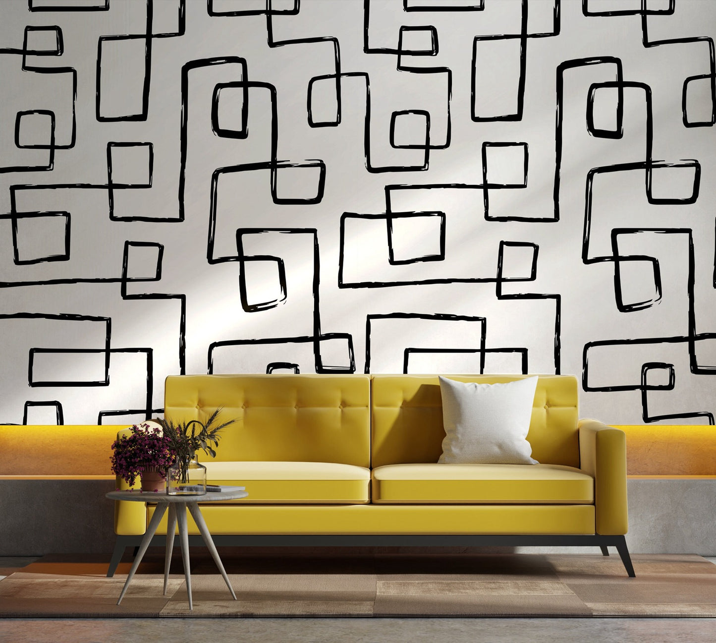 Black Abstract Lines Peel and Stick Wallpaper