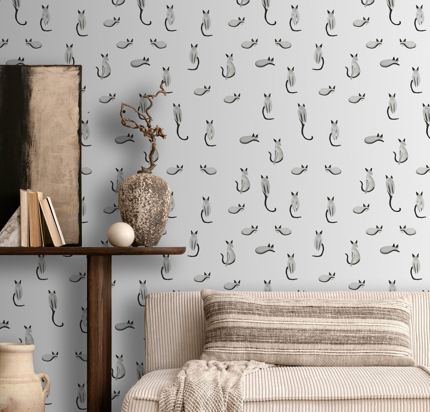 Elegant Cats Peel and Stick Wallpaper