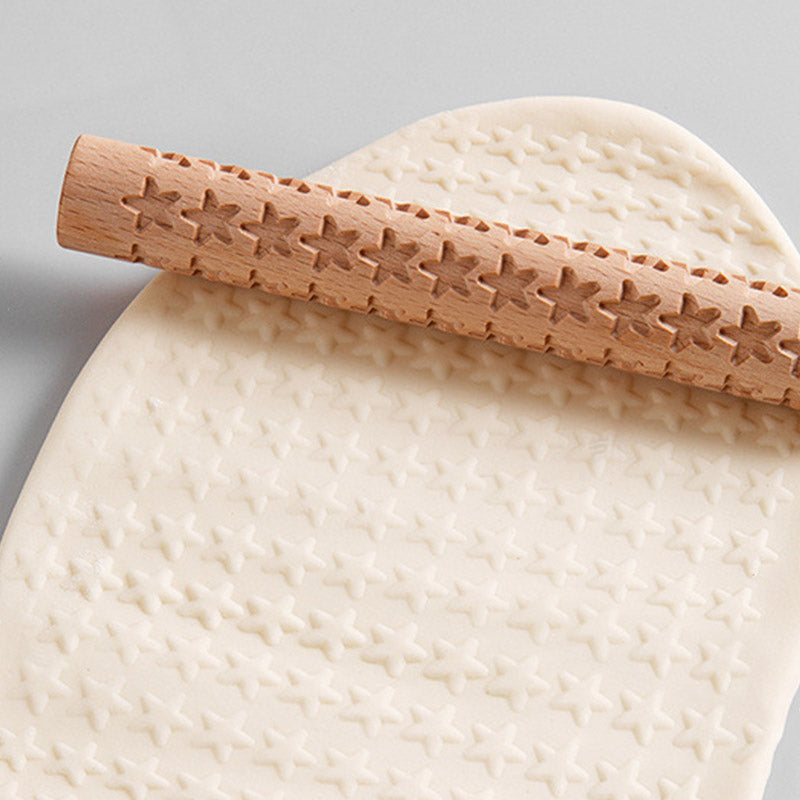 Mini Wooden Embossing Rolling Pins for Creative Baking