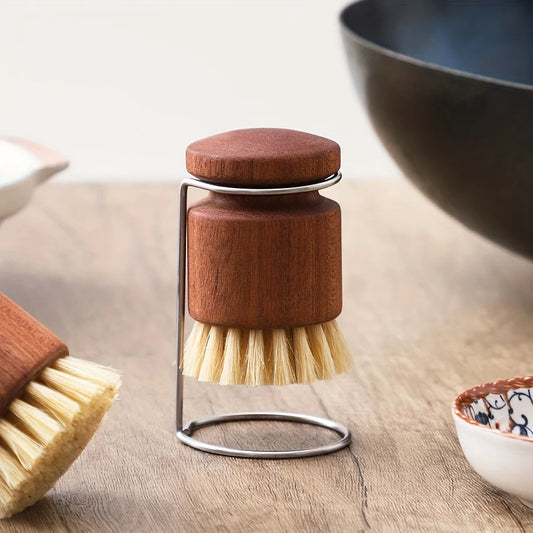 Scrub Brush with Hog Bristles and Wooden Handle