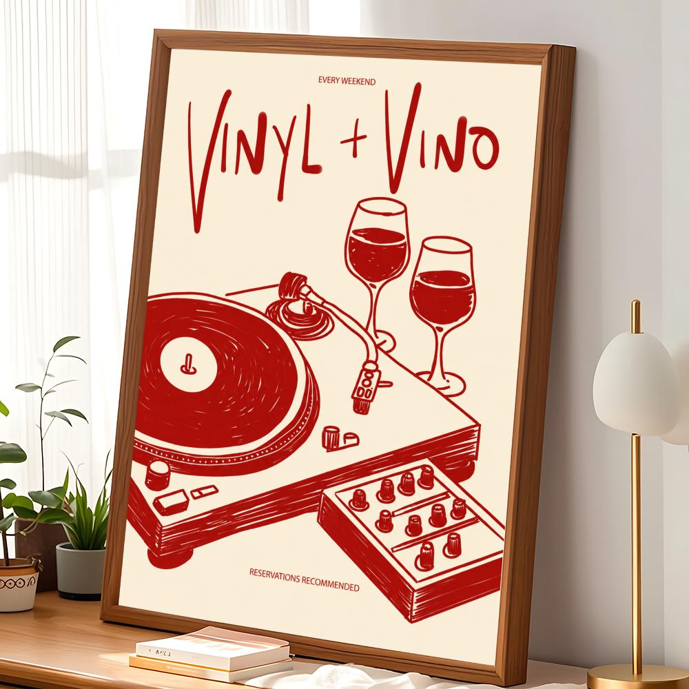 Vinyl & Vino Canvas Poster