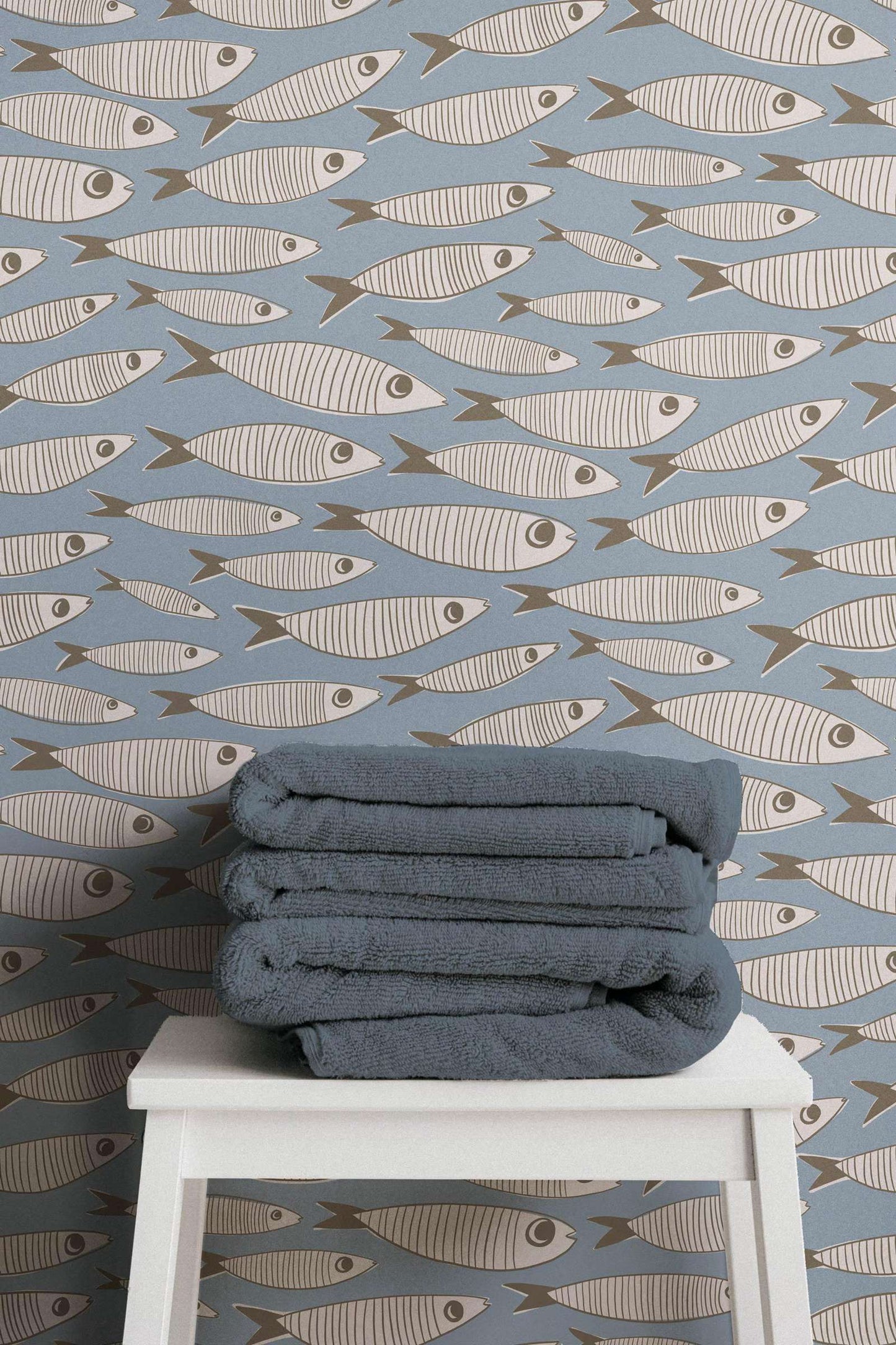 Retro Sardines Peel and Stick Wallpaper
