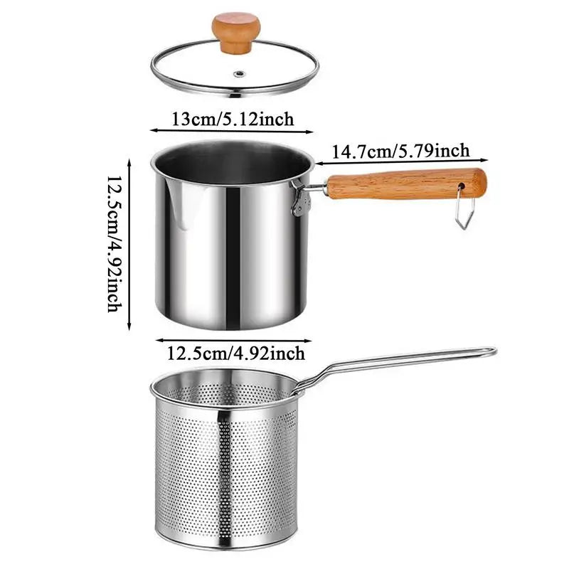 Deep Fryer Pot with Straining Basket and Lid