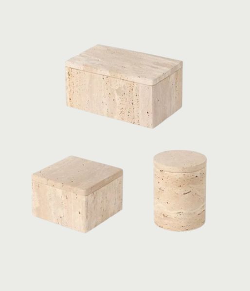 Travertine Style Stone Storage Boxes