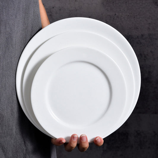 White Ceramic Round Dinner Plates