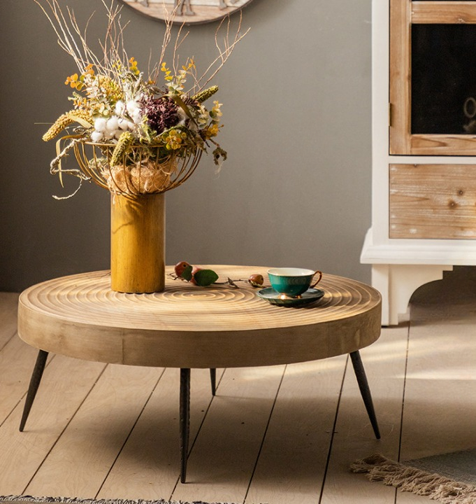 Round Vintage Style Wooden Tables