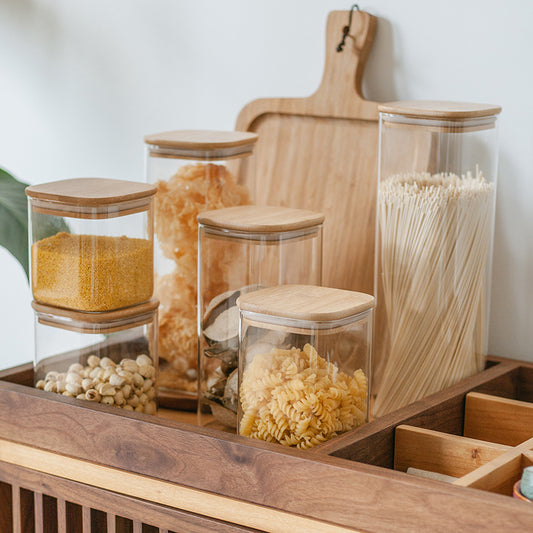 Square Glass Organizer Jars