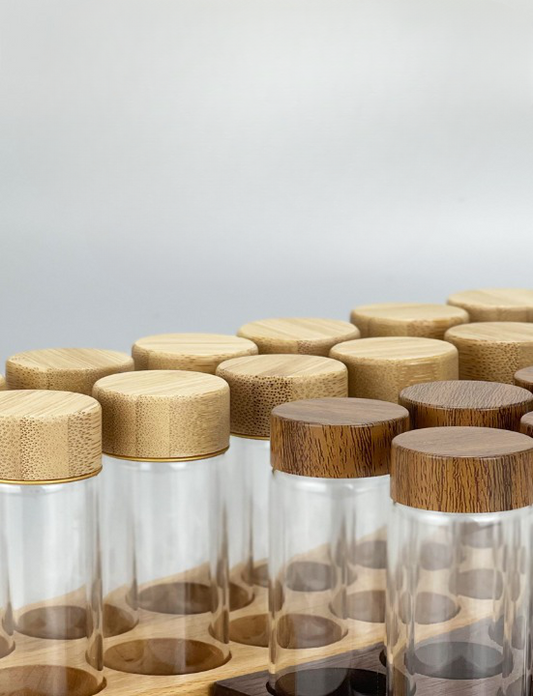 Glass Tubes with Wooden Base