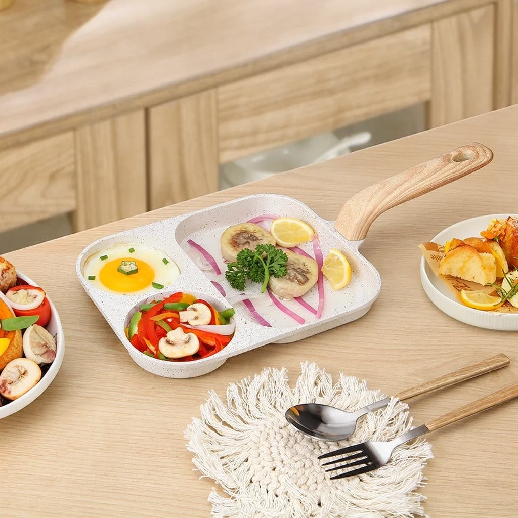 3 in 1 Breakfast Pan with Wooden Handle