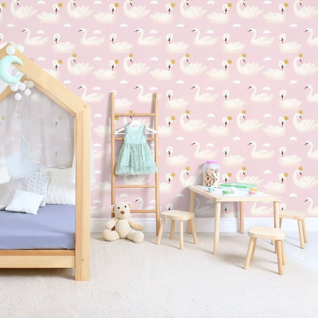 Swans and Crowns Peel and Stick Wallpaper