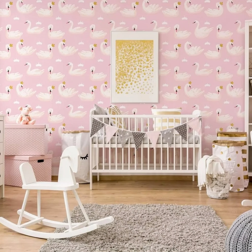Swans and Crowns Peel and Stick Wallpaper