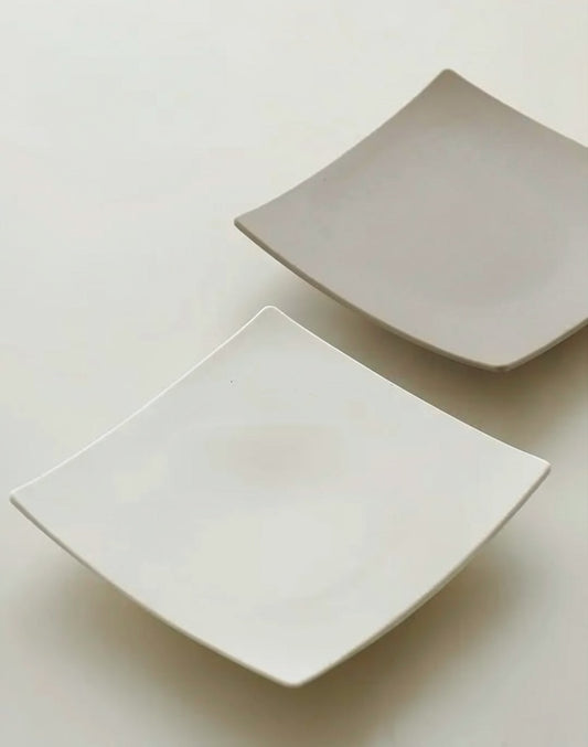 Cream Square Ceramic Plates