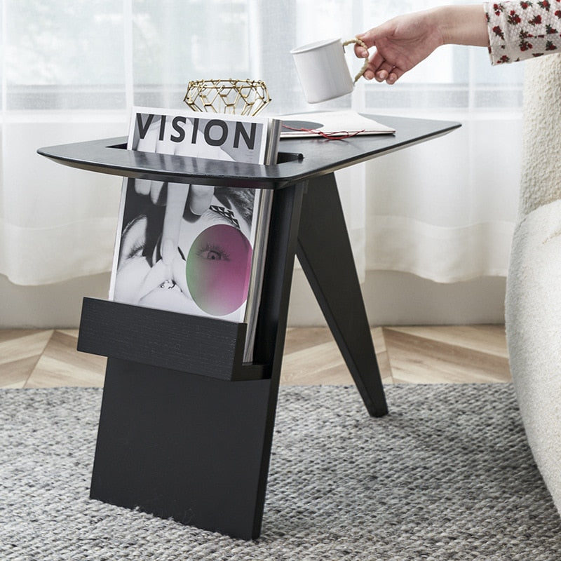 Side Table + Narrow Book Magazine Rack